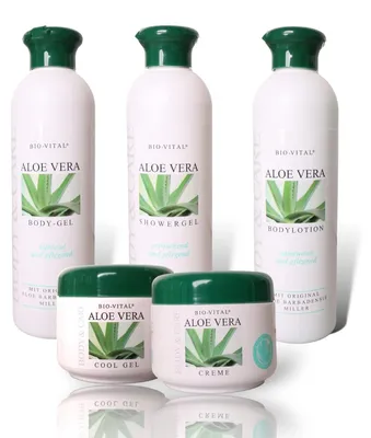 Produktbild von Original Aloe Vera Pflege-Set für geschmeidige Haut - Feuchtigkeit, Schutz, Pflege, Regeneration und Entspannung