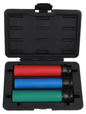 Image de Jeu de 3 clés à douille 1/2 pouce en acier au chrome-molybdène (17 mm, 19 mm, 21 mm, métrique, six pans, 150 mm) pour la réparation et l'entretien