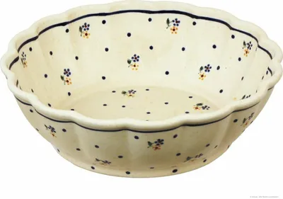 Produktbild von Original Bunzlauer Keramik 1,3 Liter Schüssel Schale mit gewelltem Rand Ø24,2cm Servierschüssel Beilagenschale Obstschale Design 111