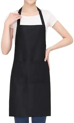 Produktbild von Schwarze Kochschürze für Damen und Herren, langlebig und bequem, mit praktischer Vordertasche