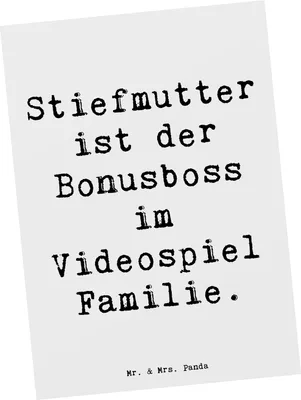 Produktbild von Mr. & Mrs. Panda Ansichtskarte Spruch Stiefmutter Bonusboss - Weiß - Geschenk, besonders, Videospiel, Postkarte, Stiefkind, Herausforderung, Liebe, Familie, Grußkarte