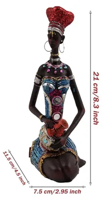 Weibliche Stammesskulptur aus Harz, 21 cm, afrikanisches Design, Dekoration