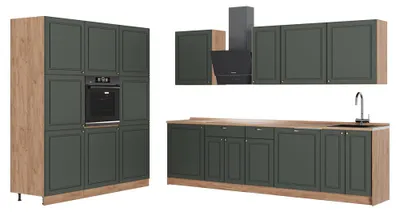 Zdjęcie produktu dla Zabudowa kuchenna Vicco Fame-Line Green Gold Country/Dąb goldkraft 460 cm, BP Dąb, Model 63798