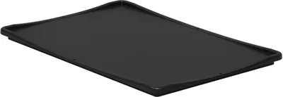 A black rectangular lid for a storage box is shown from a slight angle against a white background.