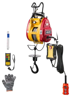 Produktbild von VEVOR 2-in-1 Elektrischer Windenheber, 300 kg Tragfähigkeit, 1500W Tragbare Stromwinde, 30 m Hubhöhe, 18,9 m/min mit kabelgebundener und kabelloser Fernbedienung für Fabrik, Lagerhaus, Garage