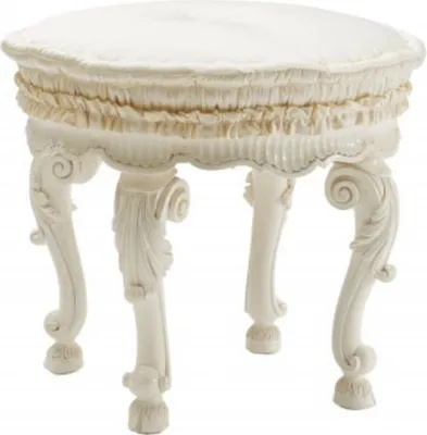 Produktbild von Casa Padrino Luxus Barock Hocker Weiß / Creme - Handgefertigter Barockstil Sitzhocker - Barock Fußhocker - Barock Möbel - Edel & Prunkvoll - Luxus Qualität -  Italy