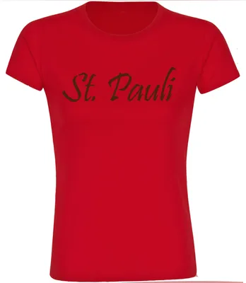 Produktbild von multifanshop Damen T-Shirt - St. Pauli - Schriftzug, rot, Größe XL