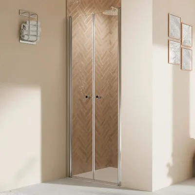 Produktbild von Duschtür in Nische mit Pendeltür BREUER Elana 2.0 90 x 200 cm Profil rund chrom Klarglas Reversibel Puffergriff