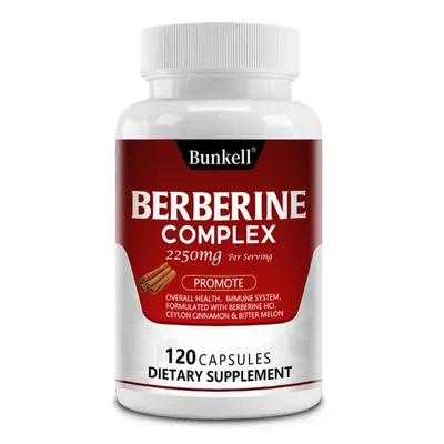 Produktbild von Berberin Complex 2250mg (120 Kapseln) Nahrungsergänzungsmittel, Herz, Kreislauf, Blutdruck, Herzgesundheit, Immunsystem, Verdauung, Energie