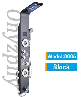Produktbild von Duschpaneel, LED-Temperaturanzeige, Multifunktionsdesign, Schwarz 8006