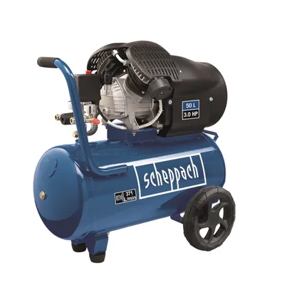 Produktbild von Scheppach Kompressor HC500 Doppelzylinder | 50 L Kessel | Ansaugleistung 412 l/min | max. Arbeitsdruck 10 bar | 3 PS Motor | 230 V Stromzugang