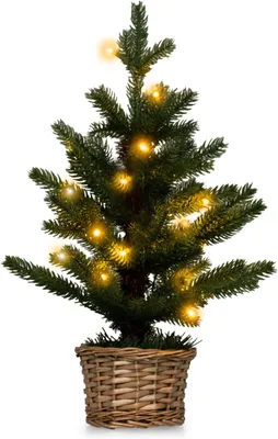 Produktbild von Mini Weihnachtsbaum mit Beleuchtung, 53cm Künstlicher Tannenbaum Weihnachtsdeko mit 20 Warmweißen LED-Lichtern, beleuchteter Kleiner Christbaum mit Timer für Desktop