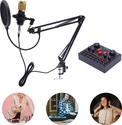 Produktbild von Mikrofone mit V8s Live-Soundkarte für Live-Streaming, Gesang, Youtube, BM-800-Kardioid-Kondensatormikrofon(schwarz)