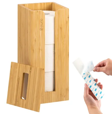 Produktbild von eluno Toilettenpapier Aufbewahrung für 3 Ersatzrollen, eckig, aus Bambus