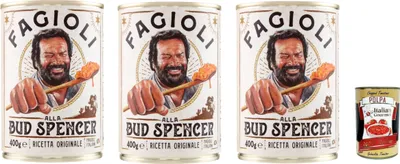Produktbild von Fagioli alla Bud Spencer - Weiße Bohnen mit Tomatensauce, Dose 3 x 400 g | original italienisches Rezept | Ready to Rechaud | Proteinquelle | Ideal Camping & schnelle Mahlzeiten + Italian Gourmet