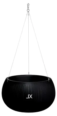 Produktbild von Blumenampel Blumentopf Herausnehmbaren Einsatz Rund mit Aufhängung 2 Farben 3 Größen (Schwarz, XL - 37 cm)