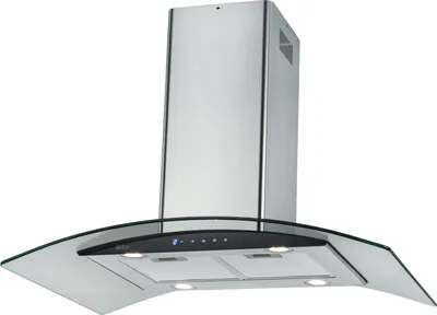 Produktbild von NEG Super-Power Insel-Dunstabzugshaube 90 cm Edelstahl+Glasschirm, Abluft+Umluft, Luftleistung 830 m³/h, 2 Power- Stufen, 4xLED, Nachlauf-Funktion