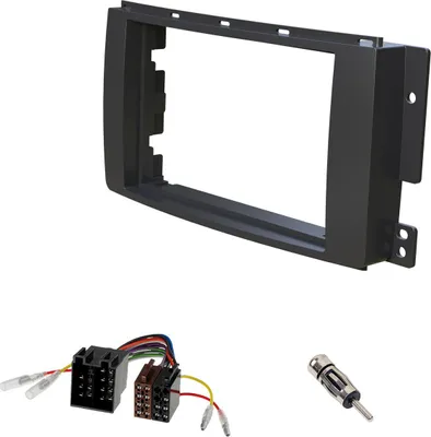 Produktbild von Audioproject A446 - Autoradio Radioblende Set Doppel DIN 2 DIN kompatibel SMART ForTwo 451 2007 - 2010 - SMART ForFour 454 2004 - 2006 Cabrio Einbaurahmen Radioadapter Antennenadapter schwarz