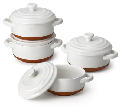 Image de MALACASA : Lot de 4 plats à gratin en céramique de 390 ml, avec couvercles et poignées
