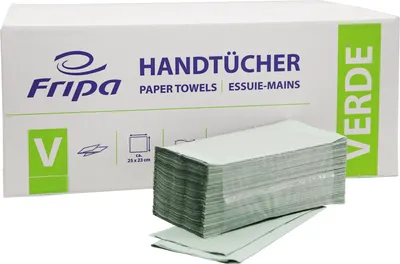 Zdjęcie produktu dla Fripa 4021101 Handtücher Verde - Zick-Zack-Falzung, 1-lagig, grün, 20 x 250 Blatt