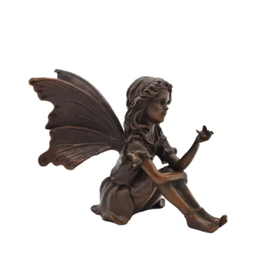 Produktbild von Schöne Fee mit Schmetterling, für den Innen- oder Außenbereich, aus Bronze Frostfest Witterungsbeständig, Metallfigur zur Dekoration BOAN-1226