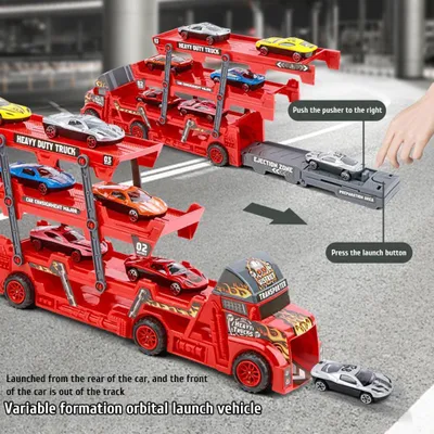 Obrázok produktu pre Car Transporter Carrier Truck Toy Tri vrstvy deformované Truck Carrier Detská hračka Car Darček k narodeninám Vianoce
