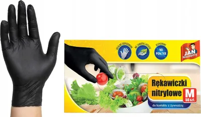 Zdjęcie produktu dla Jan Niezbędny Rękawiczki Nitrylowe Czarne M 50szt