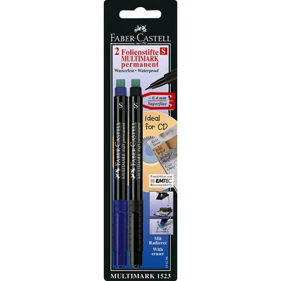 Image de Marqueur CD Multimark permanent S bleu/noir sur carte blister