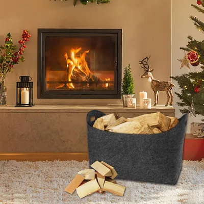 Produktbild von YZNAHRE 10x Filzkorb 60L Groß Kaminholzkorb mit 2 Griffen Faltbarer Holzkorb Tragkraft 60 kg Filztasche für holz, Zeitungen & Aufbewahrung, Anthrazit