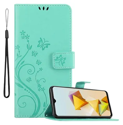 Immagine prodotto di Cadorabo cover per ZTE Blade A73 5G cover in FLORAL TURQUOISE cover protettiva in design floreale con chiusura magnetica, funzione stand e slot per carte Book Case Cover