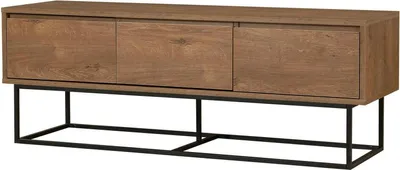 Produktbild von Fernsehschrank Dlapadul, Ständer für Wohnzimmerfernseher, Niedriges Wohnzimmer-Sideboard, TV-Ständerbasis, 140x40h50 cm, Walnuss und Schwarz