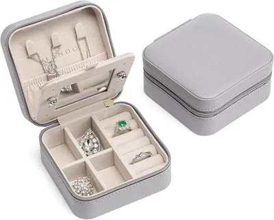 Produktbild von Famanu Schmuckbox für Reisen - Kompakte Schmuckdose mit Spiegel