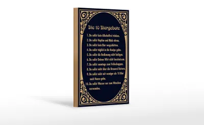 Produktbild von Holzschild Alkohol 12x18cm 10 Biergebote Bier Schild
