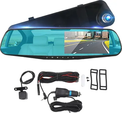 Produktbild von Full HD Spiegel Dashcam mit Rückfahrkamera – Nachtsicht, Loop-Aufnahme, 4,3 Zoll Display, 170° vorne, 120° hinten, 1080P Dual-Kamera und Parkmonitor