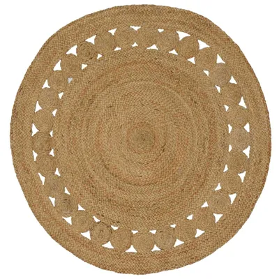 Imagen del producto de Alfombra redonda de yute, hecha a mano, diámetro 120 cm