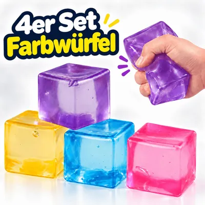 Produktbild von 4er Set Stress Cube Squishy mit Geschenkbox – Langsam Zurückfedernde Fidget Würfel für Stressabbau, Geschenk für Kinder & Erwachsene
