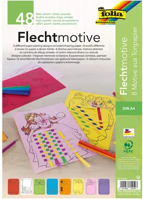 Obrázok produktu pre folia Flechtmotive aus Tonpapier, DIN A4, farbig sortiert