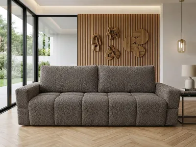 Obrázek produktu pro NORDELO Rozkládací pohovka s úložným prostorem, model RIVELLO, rozměry 230x83x80 cm, barva antracit – rozkládací pohovka pro 3 osoby s úložným prostorem – potah: bouclé / chenille ARENA