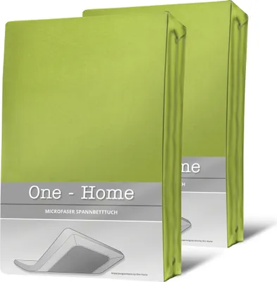 Two folded green fitted sheets are presented side-by-side against a white background.
