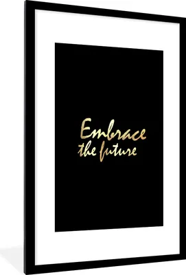 Produktbild von MuchoWow® Gerahmtes Poster Zitate - Motivation - Schwarz - Gold 60x90 cm - Poster mit Schwarzem Bilderrahmen Wandposter Rahmen Foto Bilder - Dekoration - Wandposter Wohnzimmer - Hochwertig