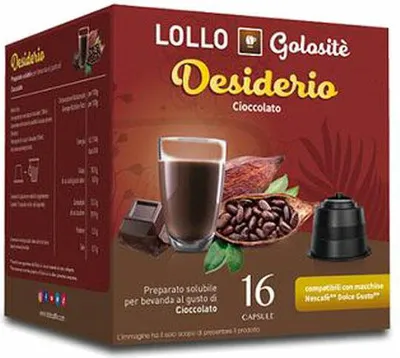 Image de Lollo Box Golositè capsules boissons Desiderio, chocolat, compatible avec Nescafé Dolce Gusto, 16 capsules