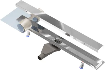 Produktbild von NORDONA Hochglanz Edelstahl Duschrinne 100cm Ablauf Mittig Abflussrinne Extraflache Ablaufgarnitur