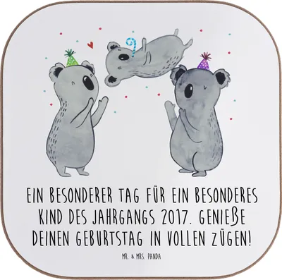 Produktbild von Mr. & Mrs. Panda Untersetzer für Gläser 2017 Geburtstag - Weiß - Geschenk, Tischschoner, unvergessliches Erlebnis, Geburtstagsjahr, gläseruntersetzer, Geburtstagsgeschenk