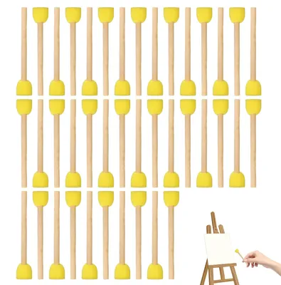 Produktbild von Runde Schwammpinsel - 40 Stück mit Holzgriff - Für Acrylmalerei und DIY Handwerk - Gelb