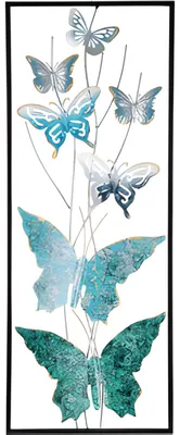 Produktbild von Pro Garden Wanddekoration Schmetterling - blau - 75 x 30 cm - Metallrahmen mit Schmetterlingen