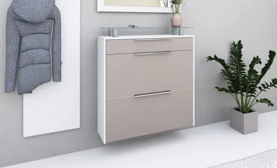 Produktbild von Hängeschuhschrank "Oliva2", weiß-cappuccino
