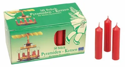 Obrázok produktu pre 50 pyramídových sviečok vo fotokartóne, červené