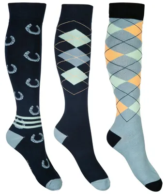 Produktbild von HKM Reitsocken Cardiff (3er Set) dunkelblau/Salbei 39-42