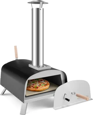 Produktbild von COSTWAY Pizzaofen Outdoor, tragbarer Pizza Holzofen inkl. Pizzaschieber und Pizzastein, Pizza Ofen für Garten Camping