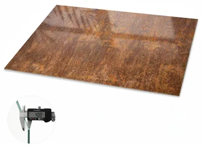Produktbild von Glas Tischplatte 120x80 cm – Tischauflage aus gehärtetem Glas – Glasplatte für Esstisch – Küchentischplatte aus Glas – Tischschutz Glas modern – Dekorative Glasplatte – Pflegeleichte Glastischplatte – Sicherheitsglas Tischplatte – Rostige Textur, KI-generiertes Bild